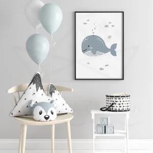 Mer – Baleine Bleu gris – Affiche