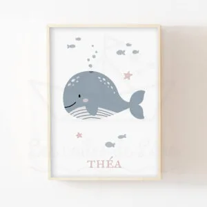 Mer – Baleine Bleu gris – Affiche