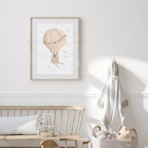 Affiche Lapin Montgolfière – Aquarelle enfant