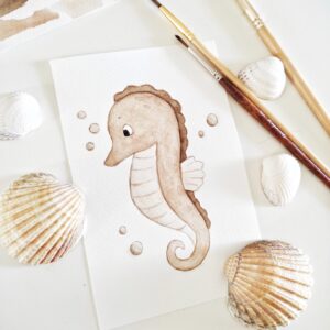 Hippocampe réalisé à l'aquarelle