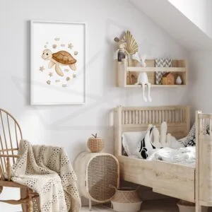 Tortue marine Aquarelle – Décoration mer enfant