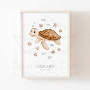 Tortue marine Aquarelle – Décoration mer enfant