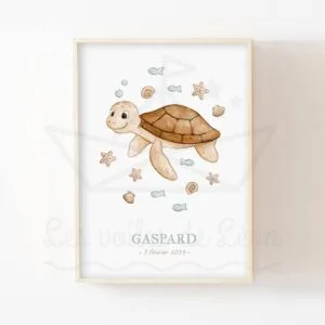 Tortue marine Aquarelle – Décoration mer enfant