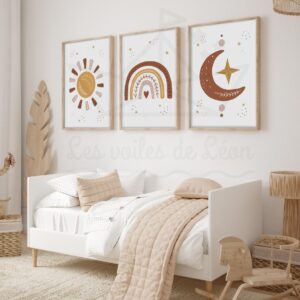 Bohème – Soleil Arc-en-ciel Lune – Trio Affiches personnalisées