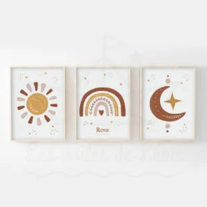 Bohème – Soleil Arc-en-ciel Lune – Trio Affiches personnalisées