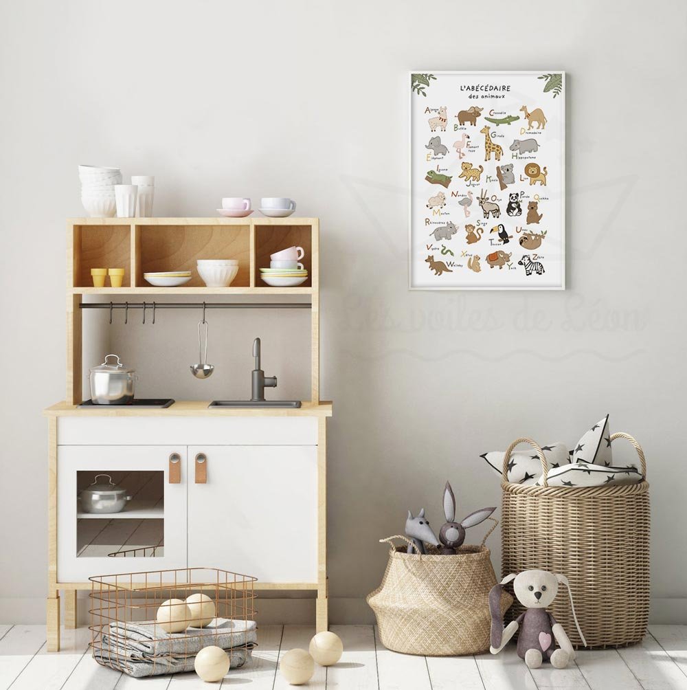 cadre abécédaire animaux décoration chambre bébé neutre
