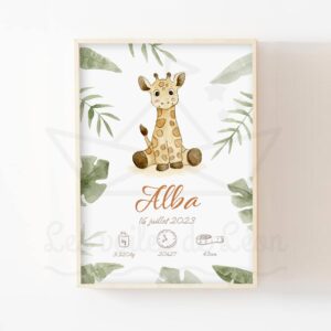 Girafe – Aquarelle personnalisée – Essentiels de naissance