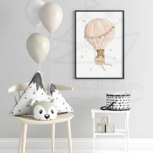Affiche Ourson Prénom – Montgolfière