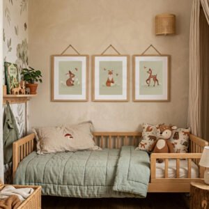 Forêt Printemps – Lapin Renard Faon – Lot 3 affiches