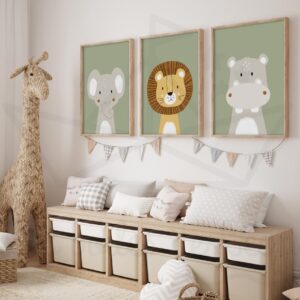 Savane – Hipopotame Lion Éléphant – Trio Affiches