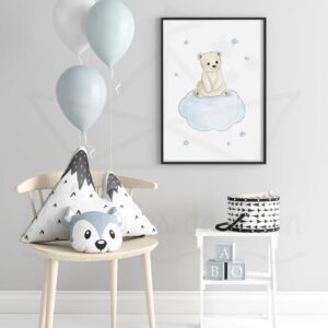 Ours polaire Nuage – Aquarelle individuelle prénom
