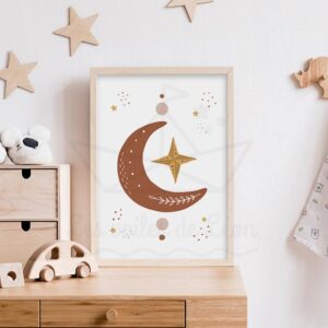 Affiche lune naissance – Poster lune prénom bébé