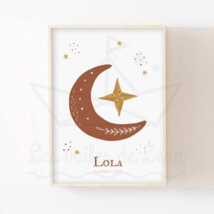 Affiche lune naissance – Poster lune prénom bébé