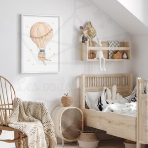 Ciel – Raton-laveur Montgolfière – Aquarelle individuelle