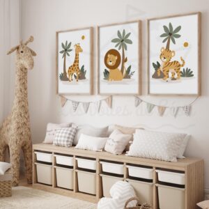 Lion Girafe Tigre – Lot Affiches Safari – Palmiers