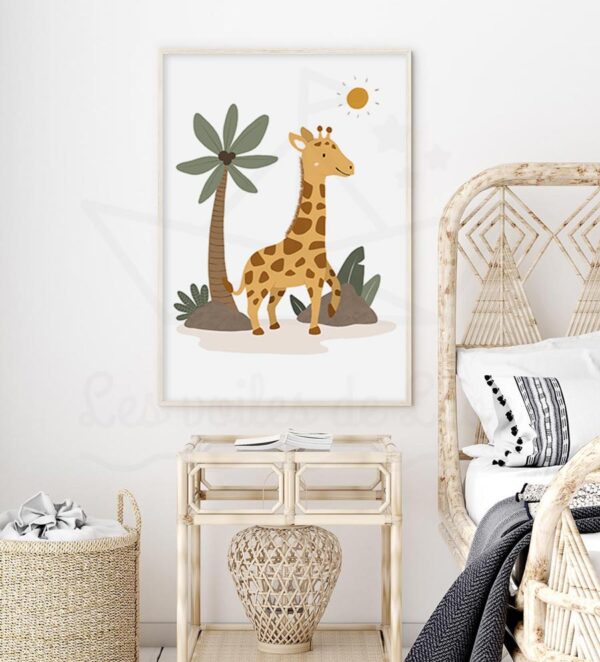 cadre girafe palmier déco chambre bébé jungle