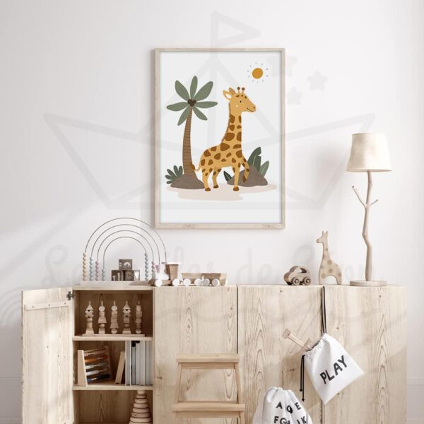 cadre girafe palmier déco murale enfant safari