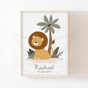 Affiche lion jungle pour enfant