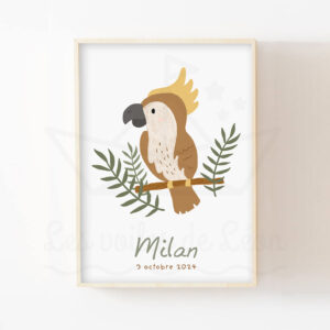Affiche perroquet – Chambre enfant thème jungle