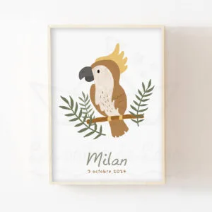 Affiche perroquet – Chambre enfant thème jungle