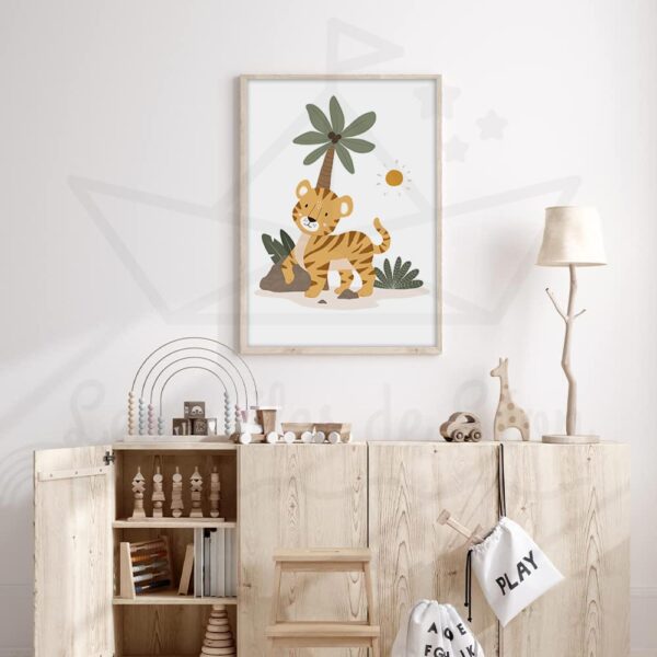 décoration bébé lion affiche prénom personnalisée jungle