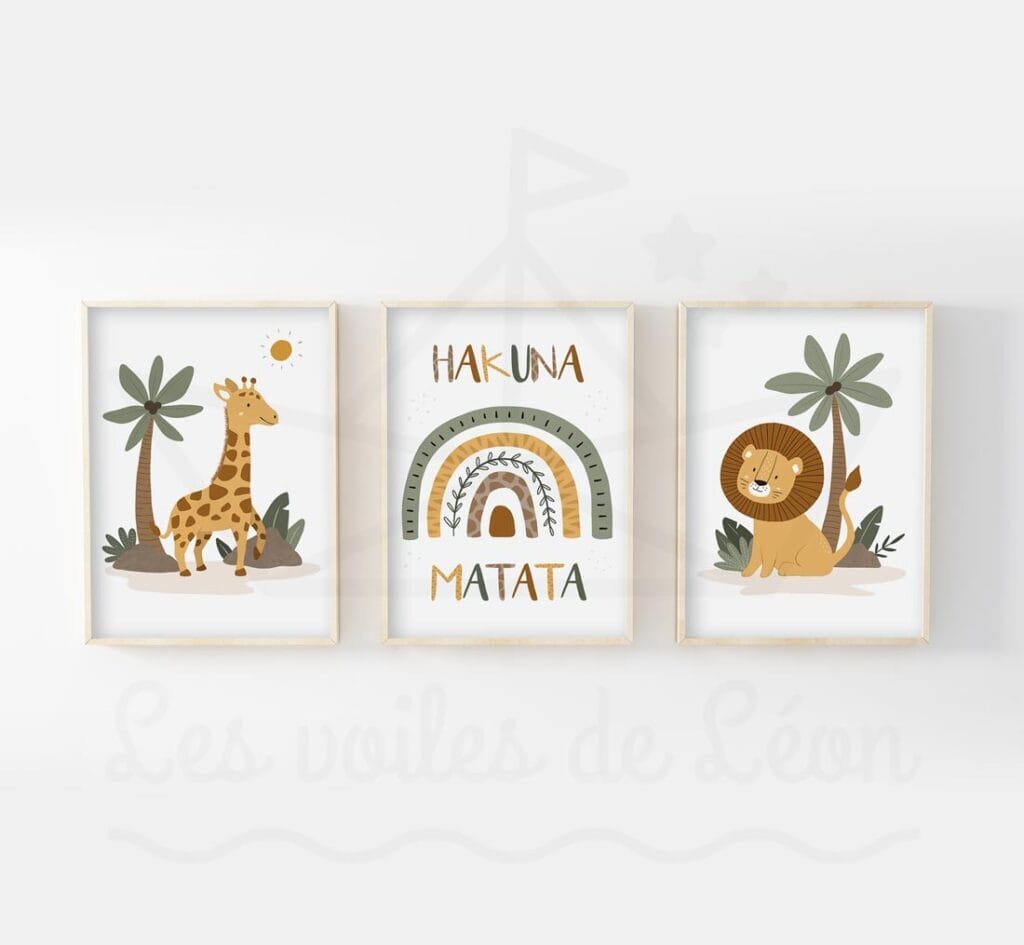 Posters Chambre Enfant 3 Hakuna Matata Lion Roi - 30x40cm - Déco Posters Chambre Enfant 3 Hakuna Matata Lion Roi - 30x40cm - Déco