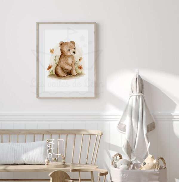 affiche ours nature déco chambre enfant animaux forêt