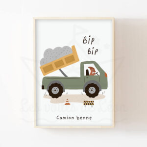 Affiche Camion benne – Décoration engins de chantier