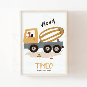 Affiche Camion toupie – Décoration chambre véhicules de construction