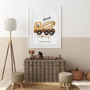Affiche Camion toupie – Décoration chambre véhicules de construction