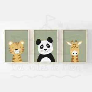 Jungle – Girafe Panda Tigre – Trio Affiches