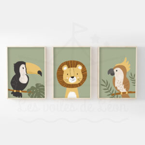 Jungle – Toucan Lion Perroquet – Trio Affiches