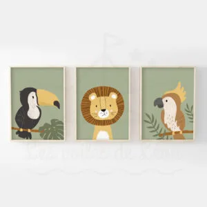 Jungle – Toucan Lion Perroquet – Trio Affiches
