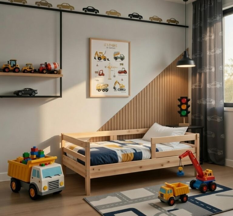 chambre sur le thème des véhicules pour enfant