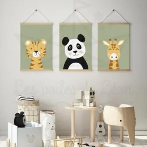 Jungle – Girafe Panda Tigre – Trio Affiches