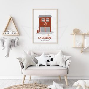 Affiche caserne de Pompier – Décoration chambre enfant prénom