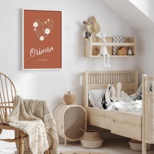 Affiche individuelle Florale – Coeur avec fleurs personnalisé