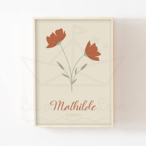 Affiche individuelle Florale – Coquelicot prénom