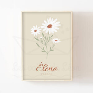 Affiche individuelle Florale – Marguerite prénom