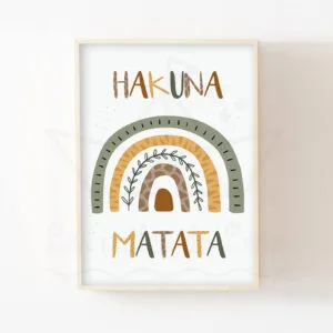 Affiche Savane Chambre Bébé – Poster Arc-en-Ciel Hakuna Matata