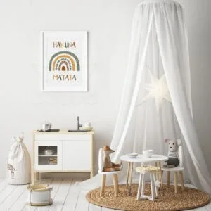 Affiche Savane Chambre Bébé – Poster Arc-en-Ciel Hakuna Matata