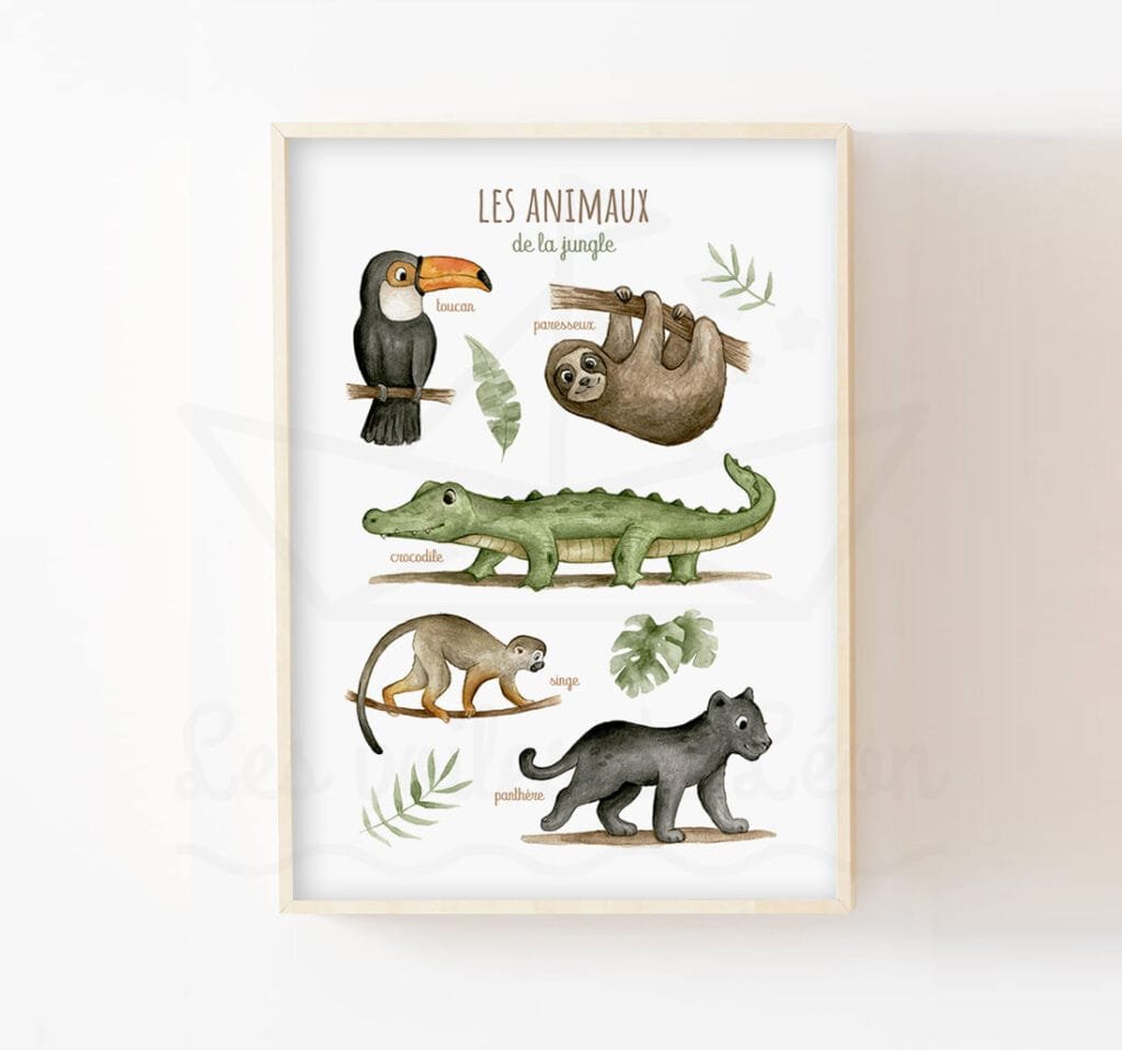 Poster Animaux Forêt 30x40 3 Affiches Animaux Chambre Bebe Deco Jungle Tableau Chambre Affiches Chambre Bébé Animaux