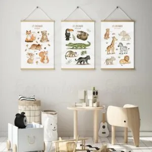 Lot d&rsquo;affiches éducative – Animaux de la Forêt, Jungle & Savane