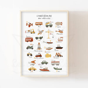 🚜 Abécédaire des Véhicules – Poster éducatif pour enfant