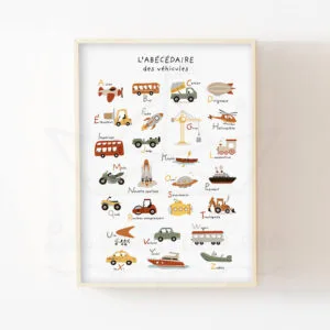 🚜 Abécédaire des Véhicules – Poster éducatif pour enfant