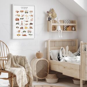 🚜 Abécédaire des Véhicules – Poster éducatif pour enfant