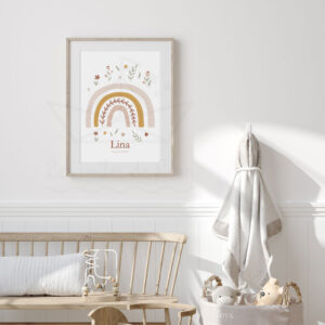 Arc en ciel fleurs – Affiche princesse personnalisée