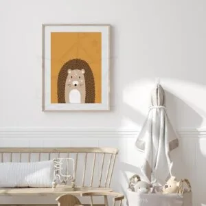 Affiche Hérisson Chambre Bébé – Décoration Murale Personnalisée Forêt