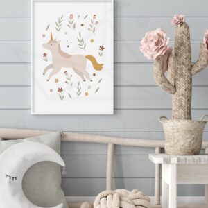 Licorne fleurs – Affiche princesse