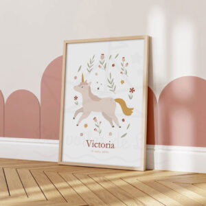 Licorne fleurs – Affiche princesse